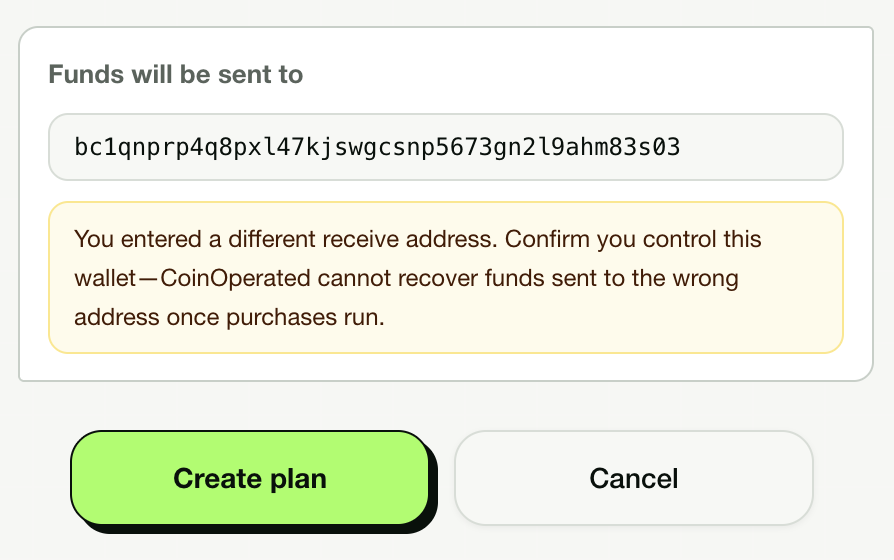 Choose the destination wallet